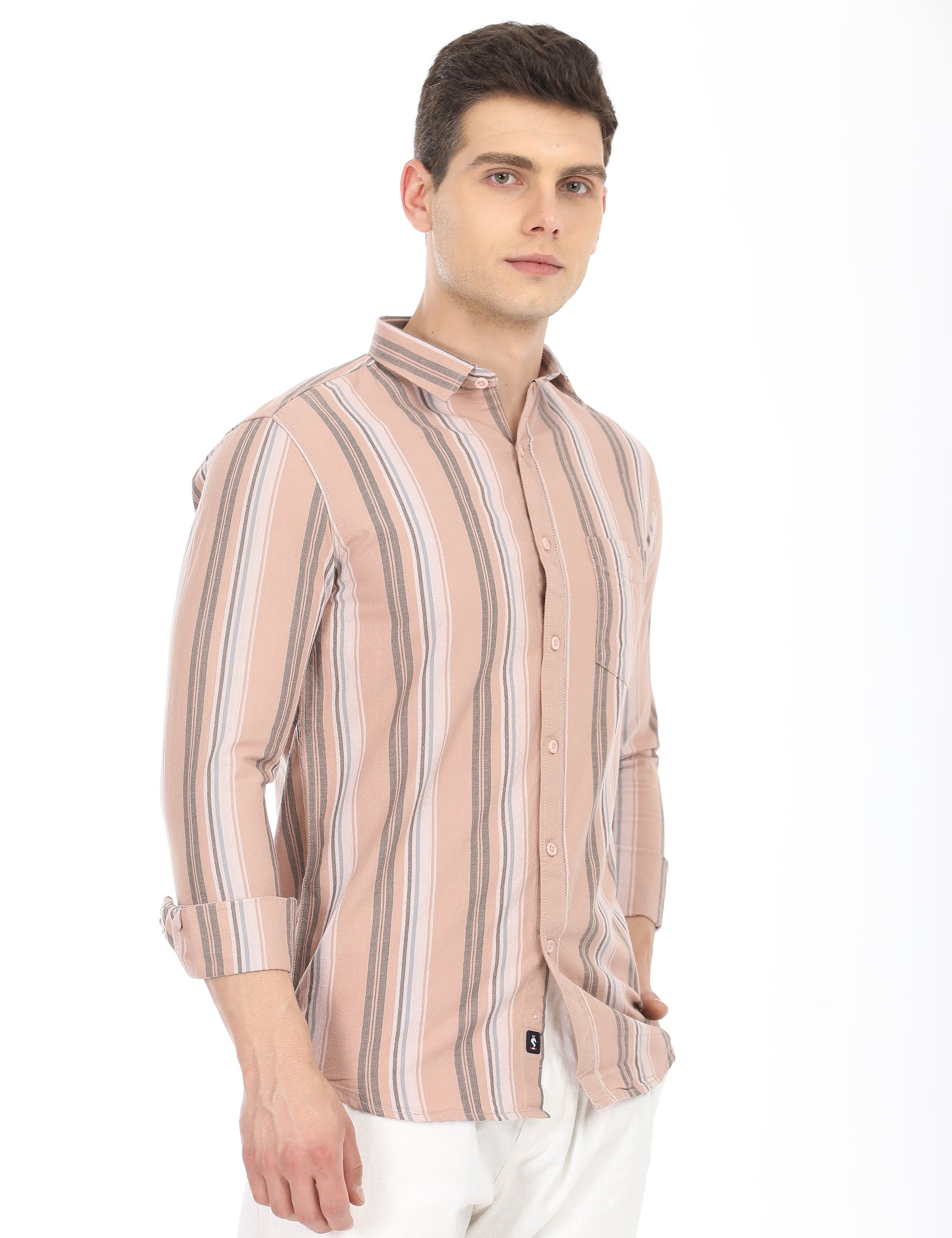 Men's Slim Fit Stripes Full Sleeves Casual Shirt