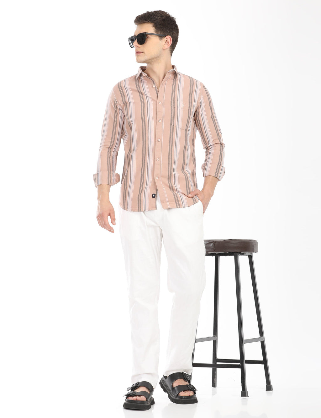 Men's Slim Fit Stripes Full Sleeves Casual Shirt