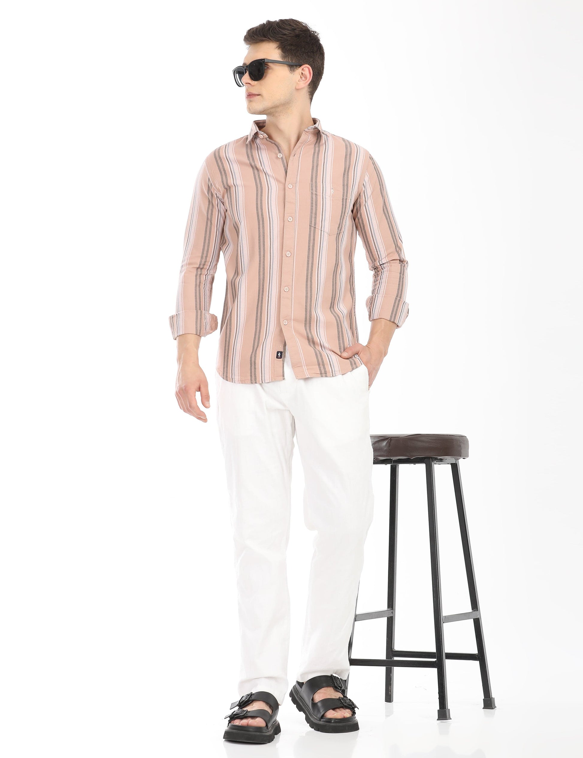 Men's Slim Fit Stripes Full Sleeves Casual Shirt