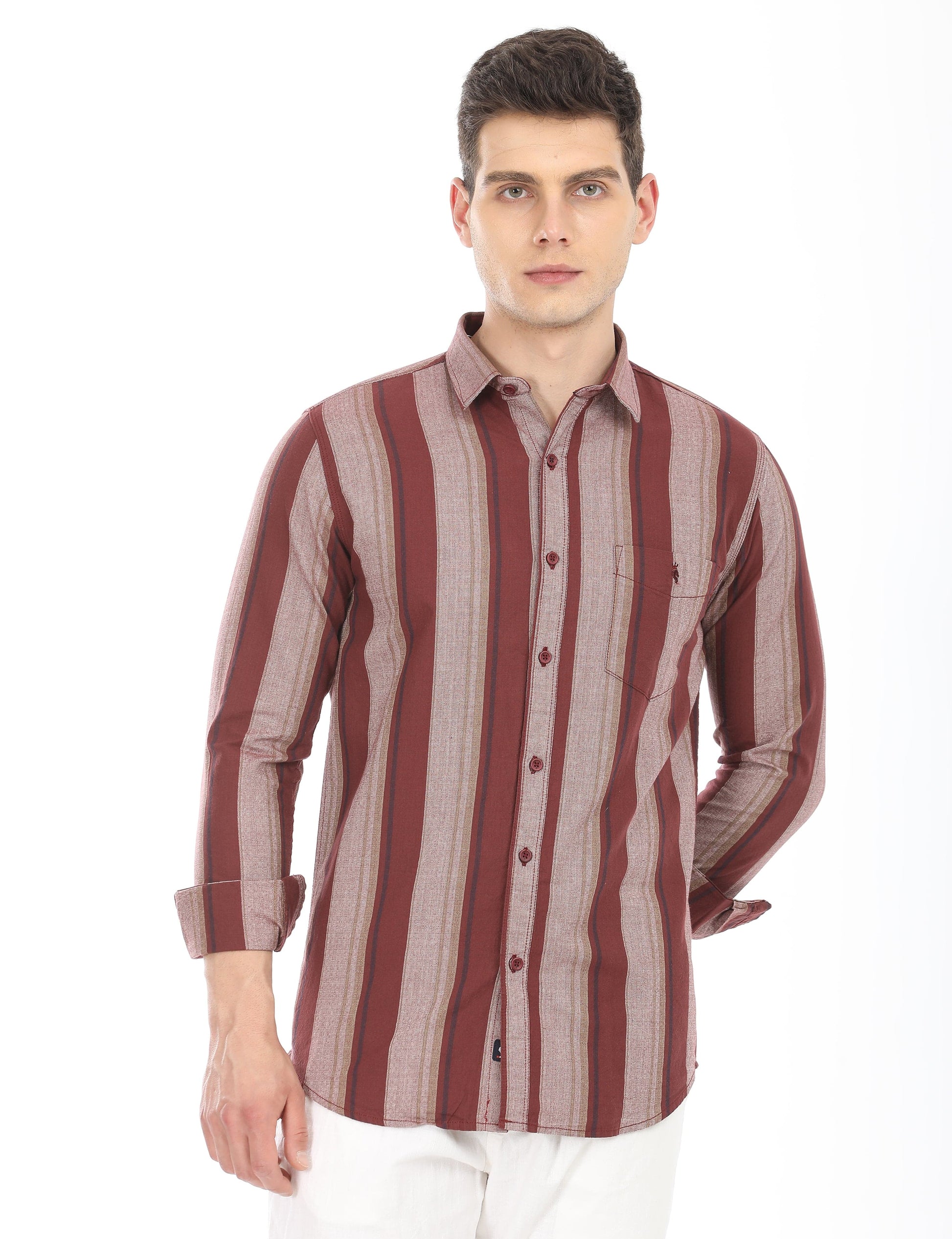 Men's Slim Fit Stripes Full Sleeves Casual Shirt