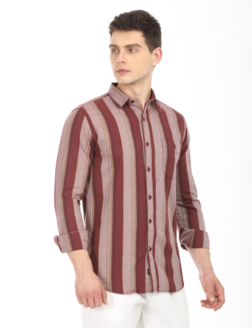 Men's Slim Fit Stripes Full Sleeves Casual Shirt