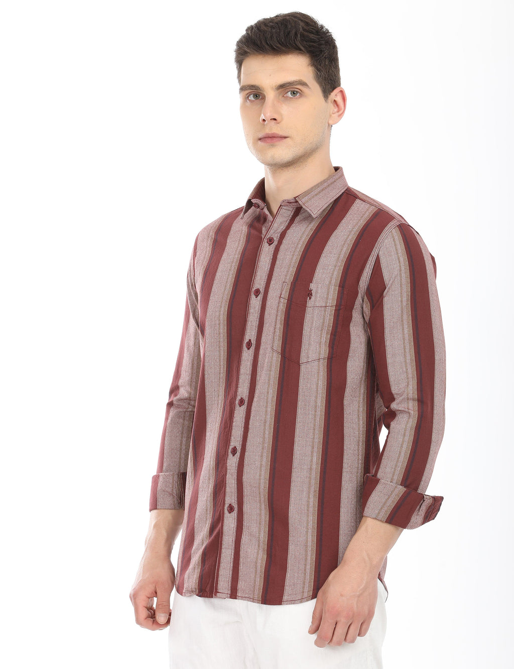 Men's Slim Fit Stripes Full Sleeves Casual Shirt