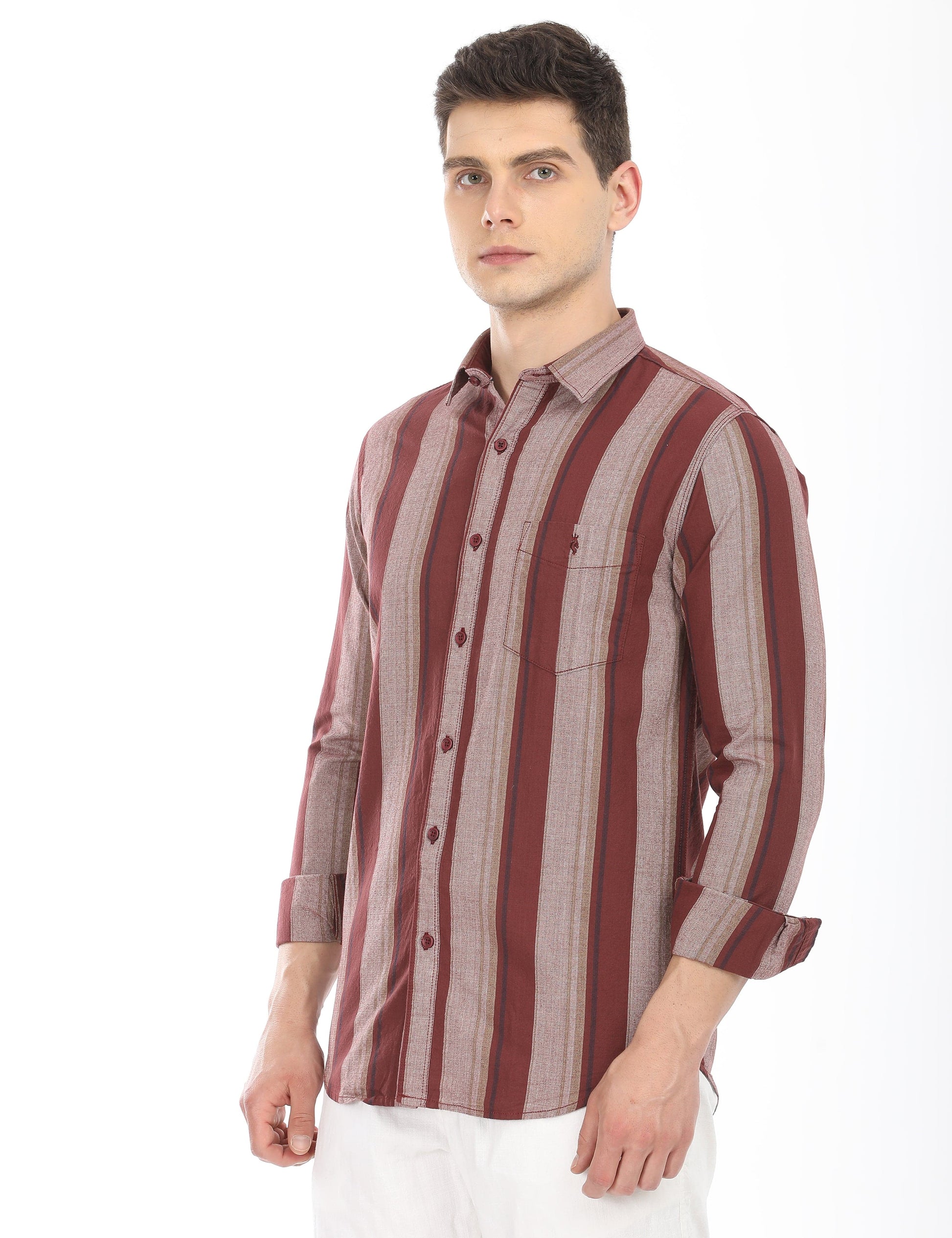 Men's Slim Fit Stripes Full Sleeves Casual Shirt