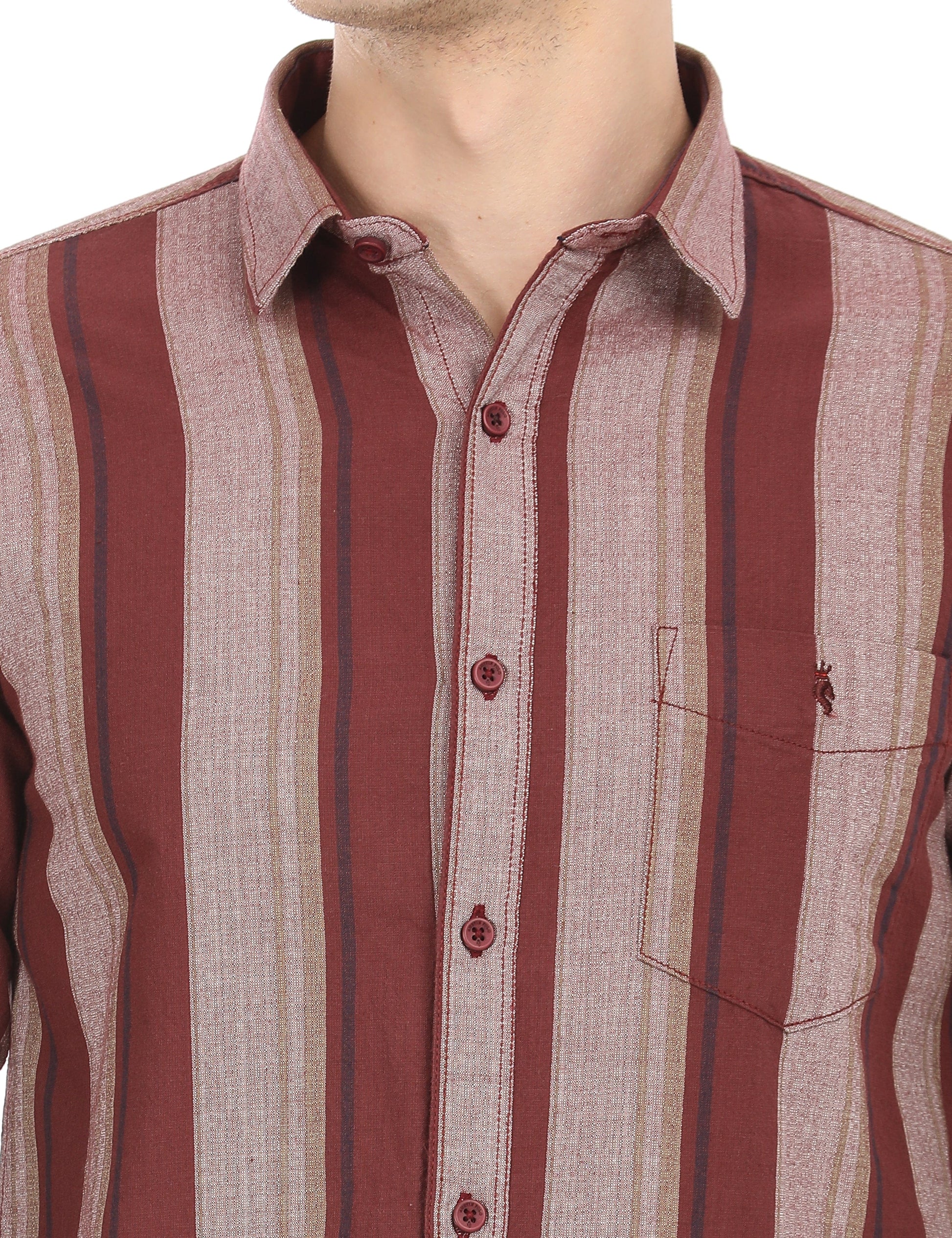 Men's Slim Fit Stripes Full Sleeves Casual Shirt