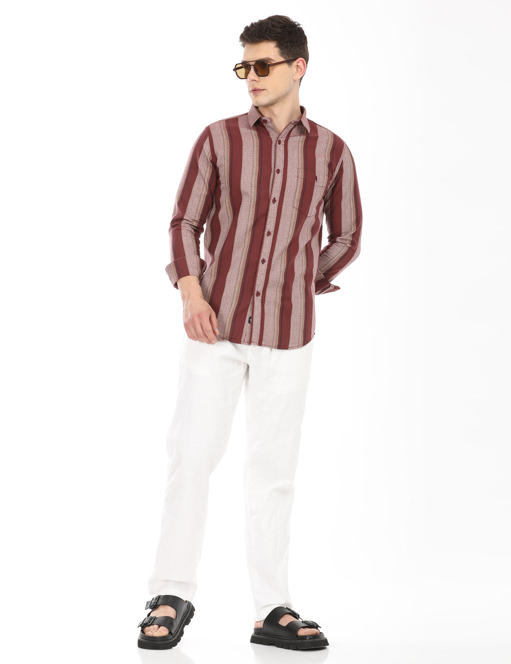 Men's Slim Fit Stripes Full Sleeves Casual Shirt