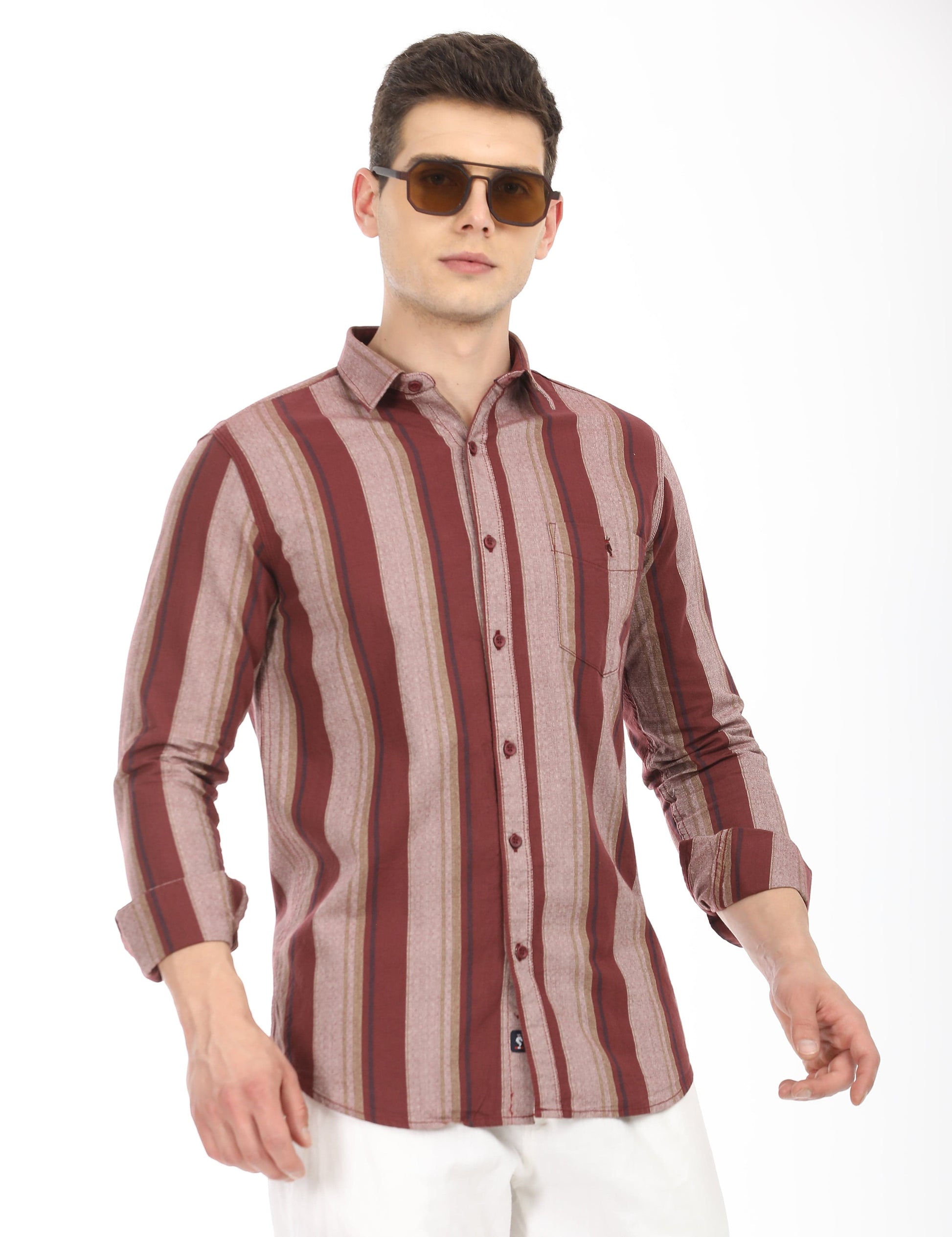 Men's Slim Fit Stripes Full Sleeves Casual Shirt