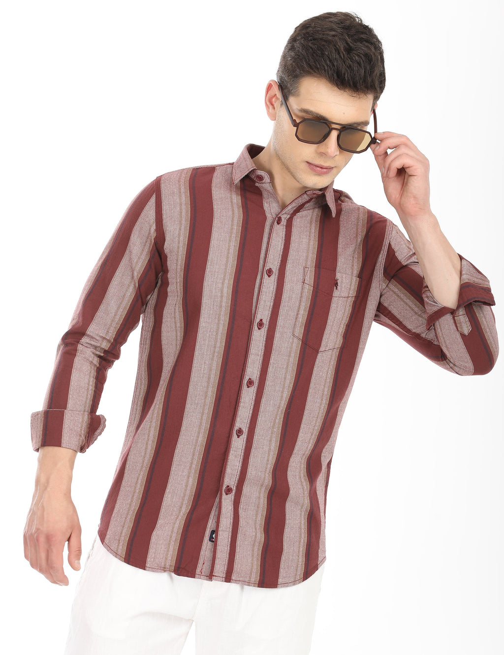 Men's Slim Fit Stripes Full Sleeves Casual Shirt