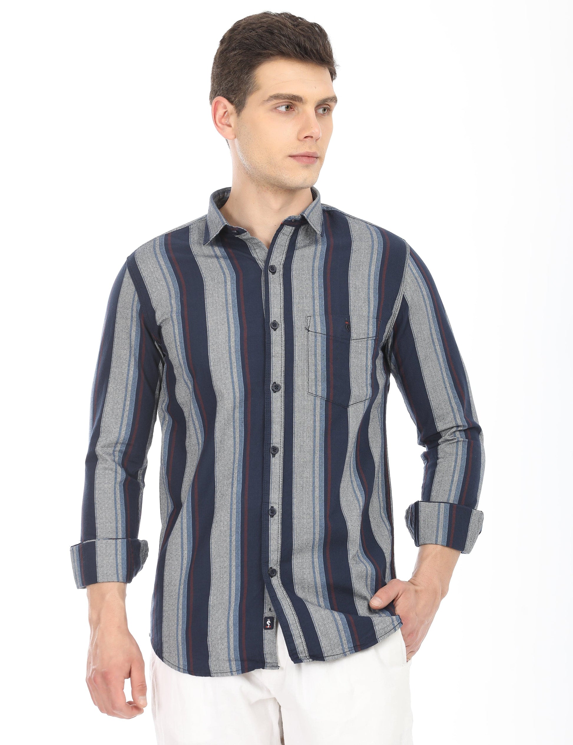 Men's Slim Fit Stripes Full Sleeves Casual Shirt
